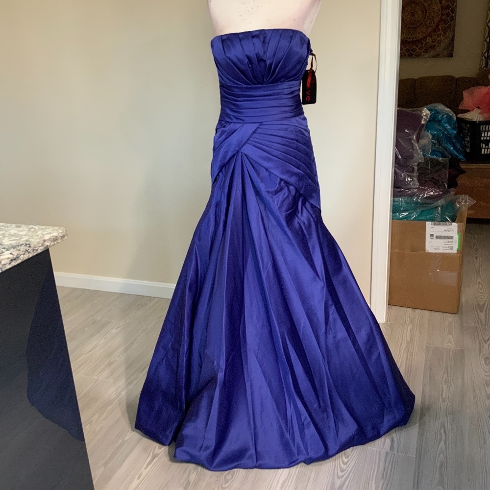 Royal satin slight train ball gown